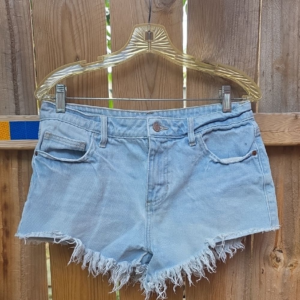 Cello Light Blue Distressed Denim Jean Shorts